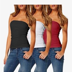 Elegant Women's Tube Tops - Black, White, and Red